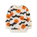 imKutie Kids Halloween Jumpers Toddler Boys Girls Sweatshirts Cartoon Pumpkin Bat Long Sleeve Pullover Jumper Shirt Tops for 1-7 Years