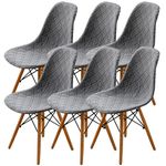 LANSHENG Chair Covers for Dining Chairs 6, Stretch Shell Dining Chair Covers, Removable Washable Kitchen Dining Chair Seat Slipcovers Protector (Light Grey, Set of 6)