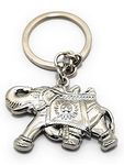 Key Era Double Sided Rajwadi Hathi Or Elephant Metal Keychain/Keyring (Silver)