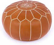 Premium Handmade Moroccan Leather Pouf,Ottoman Footstool Hassock 100% Real Natural Leather pouffe.