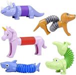 Boxgear 5-Pack Pop Tubes Mixed Animal Fidget Toys – Sensory Tubes for Toddlers – Cute Animal Sensory Fidget Toys for Girls and Boys – Stress-Relief Pop Sound Spring Toddler Sensory Toys