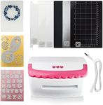 A5 Pink Electronic Metal Die Cutting & Embossing Machine 3D Embossing Folders 2 Sets Metal Cutting Dies Supplies Craft Accessaires Starter Kit for Scrapbooking, Cardmaking