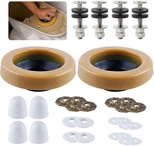 iFealClear 2 Sets Toilet Wax Ring Kit with Bolts, PE Flange and Extra Retainers, Thick Wax Ring Gasket for Toilet Bowl, Washers Bolt Caps Gasket Use for Most Toilets- Gas, Odor and Watertight Seal