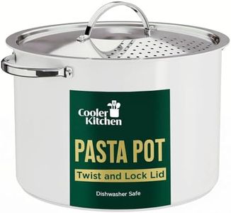 Cooler Concepts Pasta Pot with Strainer Lid - 5.5 Quart Large Spaghetti Pot - Twist & Lock for Easy Drain & No Colander Or Strainer Basket Insert Needed - Dishwasher Safe Pots
