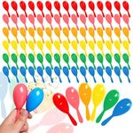 CONEHOY 150 Pcs 4 Inch Mini Maracas Plastic Noisemaker Musical Instruments Neon Maracas Shakers for Kids Birthday Party Classroom Mexican Fiesta Cinco De Mayo Party Favors