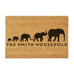 Personalised Elephant Family Door Mat - Unique Gift for Family & New Parents - Customised Indoor & Outdoor Doormat - Birthday Gift for Mum & Dad Handmade