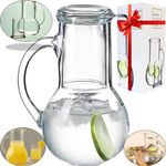 Bedside Night Water Carafe, 2 Piece, Glass Decanter, with Tumbler, Use in Bedroom, Desktop, Bathroom, or Kitchen, Use Cup as Lid, Durable Water Pitcher, 33 Ounces, Made in Europe