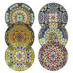 vancasso SIMI Dessert Plates Set of 6, 8.5 Inch Porcelain Salad Plates, Small Dinner Plate Set, Microwave, Oven and Dishwasher Safe, Colorful Bohemian Style Dishes for Kitchen