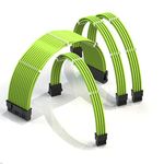 LINKUP - AVA 50cm PSU Cable Extension Sleeved Custom Mod GPU PC Braided w/Comb Kit┃1 x 24 P (20+4)┃1 x 8 P (4+4) CPU┃2 x 8 P (6+2) GPU set┃500mm - Green