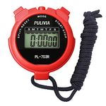 PULIVIA Sports Stopwatch Timer Lap Split Digital Stopwatch with Clock Calendar Alarm, Large Display Shockproof Stopwatch for Coaches Swimming Running Sports Training, Red