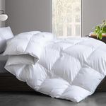 Cosybay Cotton Quilted White Feather Comforter Filled with Feather & Down-Machine Washable All Season Duvet Insert or Stand-Alone-King Size (106*90Inch)