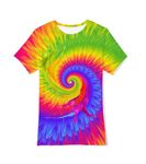 Kinberr Boys T Shirts Rainbow Colors Tie Dye Tees Creative Print Crewneck Shirts Novelty Fashion Short Sleeves Size 6-8