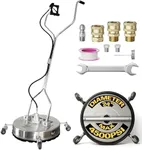 EDOU Direct Dual Handle Pressure Washer Surface Cleaner 24" with Wheels | Stainless Steel | Heavy Duty | 4,500 PSI Max Working Pressure | Includes: 3/8" Quick Connector Kit, Teflon Tape