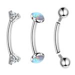 LOLIAS G23 Titanium 16G Eyebrow Piercing Jewelry Curved Barbell Piercing Ear Navel Belly Lip Ring Rook Piercing Piercing CZ Opal Ball Barbell Piercing Jewelry 6mm/8mm/10mm (Length 6mm)