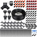 132ft Drip Irrigation Kit, Garden Drip Irrigation System, 165PCS Adjustable Automatic Micro Irrigation Kits, 1/4” Blank Distribution Tubing Hose Suit for Garden Landscape, Flower Bed Patio, Greenhouse, Plants