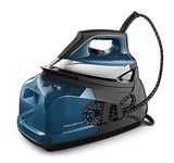 Rowenta, Iron, Perfect Steam Pro Stainless Steel Soleplate Professional Steam Station for Clothes, 1.1L Removable Tank, Fast Heat Up, 1800 Watts, Steam Iron, Blue Clothes Iron, DG8624