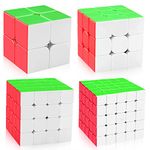 D-FantiX Speed Cube Set, Moyu Meilong MF2S 2x2 MF3S 3x3 MF4S 4x4 MF5S 5x5 Stickerless Speed Cubes Bundle with Gift Box