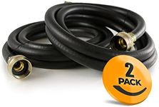 K&J Premium 6ft Washing Machine Hoses Burst Proof - Hot and Cold Water Supply Hoses for Washing Machines (Rubber)