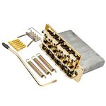 Musiclily Pro Vintage-style Guitar 2-7/32" 56.5mm Steel Saddles Strat Tremolo Bridge for Vintage Fender American Stratocaster, Gold