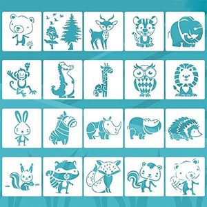 20 Piezas Plantillas De Pintura De Animales,Animales Plantilla De Pintura,Reutilizable Lavable Plantilla De Dibujo,Utilizado Para Bricolaje,Arte De Clip,Artesanías,Decoración De Paredes
