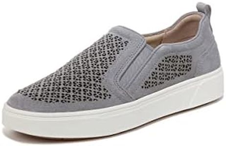 Vionic Women's Sneaker Kimmie Perf- Comfortable Slip Ons That Includes a Built-in Arch Support Insole That Helps Correct Pronation and Alleviate Heel Pain Caused by Plantar Fasciitis, Wheat Suede, 5