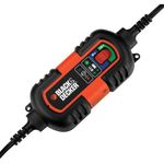 BLACK+DECKER BM3B Fully Automatic 6V/12V Battery Charger/Maintainer with Cable Clamps and O-Ring Terminals