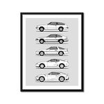 Toyota Supra Generations Inspired Poster Print (Wall Art Handmade the Supra Mk I, Mk II, Mk III, Mk IV, Mk V) (8x10" Print (Unframed), Metallic Paper)