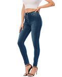 Ecupper Women's Skinny Fit Jeans Stretch High Waisted Denim Jeggings with Pockets, Dark Blue, UK 18-20 / Label size 3XL