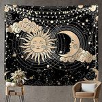 ELEPHANTBOAT® Sun and Moon Tapestry Aesthetic,Black Dark Spiritual Tapestries Wall Hanging Room Decor for Bedroom & Livingroom,Size 51 by 59