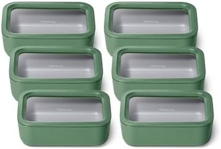 Caraway Glass Food Storage – Meal Prep Bundle – 6 Medium (6.6 Cup) Food Containers - Ceramic Coated - Non Toxic, Non Stick Containers with Glass Lids - Microwave Safe - Sage