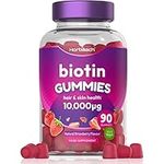 Biotin Gummies 10,000mcg | 90 Vegan Vitamins | for Hair Growth & Skin Health | Natural Strawberry Flavour | No Artificial Flavours or Sweeteners | by Horbaach