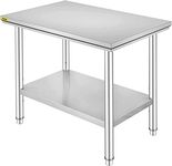 VEVOR Stainless Steel Work Table 24 x 36 x 32 Inch Commercial Kitchen Prep & Work Table Heavy Duty Prep Worktable Metal Work Table with Adjustable Feet for Restaurant, Home and Hotel