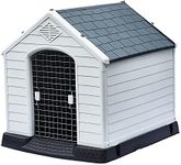 Furbulous Dog Kennel Outdoor Indoor, Large Plastic Dog Crate Puppy Pet House Weatherproof Outside, Slate Roof (Height - 71cm)