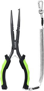 Booms Fishing F03 Needle Nose Fishing Pliers, 9" Fisherman's Pliers, Long Nose Hook Remover, Saltwater Resistant Fishing Gear, Green