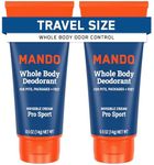 Mando Whole Body Deodorant - Mini Travel Size Invisible Cream Tube - 72 Hour Odor Control - Aluminum and Baking Soda Free, Skin Safe - .5 oz (Pack of 2) (Pro Sport)