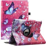 Case for ipad Air 2/Air 1/iPad 9.7 Inch 2018/2017(5th/6th generation), 360 Degree Rotating Multi-Angle Viewing Folio Stand Cases with Auto Sleep/Wake (Purple Butterfly)