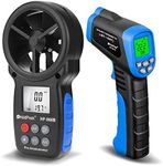 HOLDPEAK 866B Digital Anemometer Handheld Wind Speed Meter + 981C Non-Contact Digital Laser Infrared Thermometer -58 to 1022? (-50 to 550℃) with Adjustable Emissivity (2Pack)