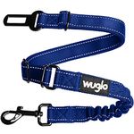 30-95cm Wuglo Dog Seat Belt - Dog Car Harness with Strong Elastic Belt - Durable & Safe Dogs Cars Seat Belts Clip - Universal Dog Seatbelt for Car Travel (Dark Blue)