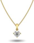 14K Gold 1/5 to 1/3 Carat Lab Grown Round-Cut Diamond Solitaire 4-Prong Pendant 16"-18" Necklace (G-H Color, VS1-VS2 Clarity) - Choice of Color & Carat Weight, Metal, Diamond