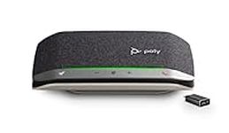 Poly - Sync 20+ Bluetooth Speakerphone (Plantronics) - Personal Portable Speakerphone - USB-C Bluetooth Adapter - Connect to Your PC/Mac/Cell Phone - Works with Teams, Zoom & More,Black
