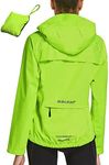 BALEAF Women's Reflective Cycling Rain Jackets Windbreaker Waterproof Lightweight Packable Running Walking Hiking Gear Hooded Yellow XL