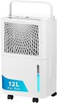 Nyxi 12L Per Day Dehumidifier, Digital Humidity Sensor, Powerful Laundry Drying, Auto-Off, 24hrs Timer, Continues Drainage, Removes Condensation, Humidity, Damp, Moisture, Ideal for Homes, Offices