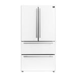 FORNO 36" Espresso Moena French Door Stainless Steel Refrigerator - 19.2 Cu.ft Kitchen Fridge with LED Display and Ice Maker - Frost-free Swing Double Door Fridge with Inverter Compressor, White