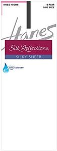 Hanes Silk Reflections Women's Knee High (Pack of 6), Barely Black, One Size