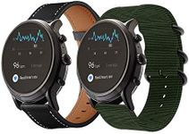 Anrir Watch Bands for Fossil Gen 6 44mm/Gen 5 44mm, 22mm Nylon+Leather Band for Fossil Gen 5 Men's Carlyle Garrett/Women's Gen 5 Julianna,Gen 4 Explorist HR,Explorist Gen 3 Smart Watch-2Pack