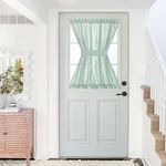 NICETOWN French Door Sheer Curtain - Linen Textured Casual Weave Sidelight Door Panel Translucent Voile French Window Covering for Front Door with Tieback, 52" W x 40" L, 1 Piece, Mint Green