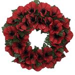 HOMESCAPES Artificial Poppy Wreath Red Poppies Remembrance Wreath with Faux Foliage, 35 cm Wide