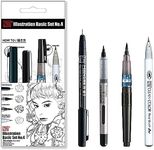 Kuretake ZIG Inktober Special Set, ZIG ILLUSTRATION BASIC SET NO.4 for Manga Drawing, Lettering and Calligraphy, Professional Artist Quality, Made in Japan