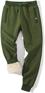 Gihuo Men's Sherpa Lined Athletic Sweatpants Winter Warm Track Pants, 01 Armygreen(ribbed Cuffs), Medium