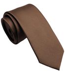 ZENXUS Solid Skinny Ties for Men, 2.5 inch Slim Coco Brown Necktie